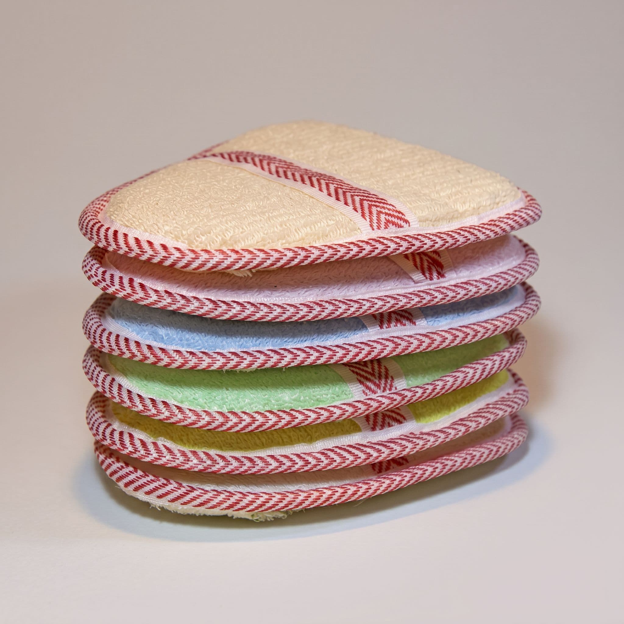 Stacked heart-shaped loofah pads